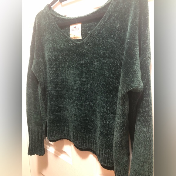 Hollister V-Neck Chenille Forest Green Sweater - Size S - Picture 4 of 6
